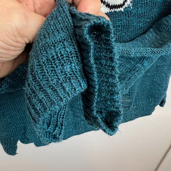Hippie Rose French Bull Dog Sweater Teal Size M - Picture 5 of 7